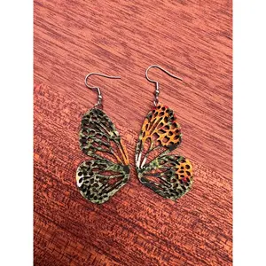 Upcycled Green Butterfly Earrings