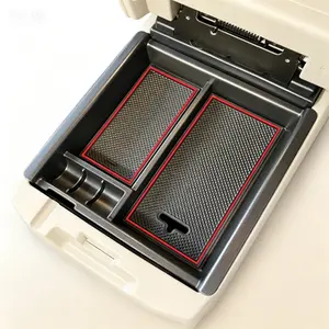 ABS Armrest Box Insert Tray, Center Console Accessory Organizer Compatible with Tacoma 2016-2023, Red Trim ABS Material Armrest Box Insert Tray, No Glue Needed Reusable Organizer Tray