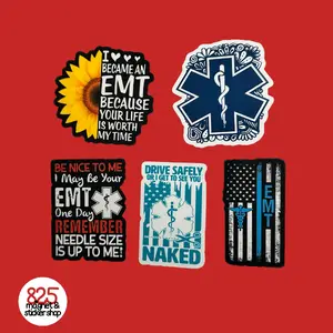 EMT Life Sticker Mini Bundle (5-Pack) | Stickers or Magnets | First Responder Appreciation Gift | Handmade in San Diego, CA | Permanent Vinyl