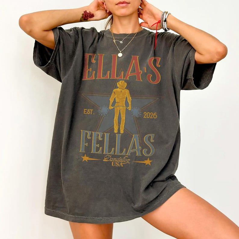 Comfort Colors Ella's Fellas Shirt, Retro Western Cowboy T-Shirt, Comfort Colors Oversized Tee, Vintage Southern Style, Trendy Cowgirl Aesthetic Gift