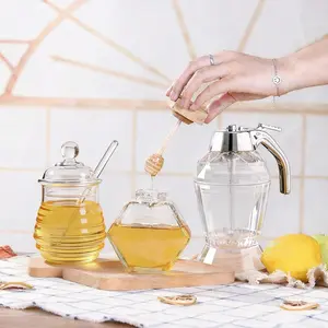Unique Glass Honey Jar with Spoon and Bee Lid, Elegant Honey Storage for Enthusiasts, Perfect Gift for Weddings and Special Occasions