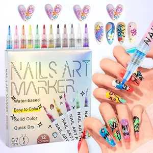 1 Box 12 Color Nail Art Pens Set, Durable Gel Polish Pen, Quick Dry Manicure Tool Kit, Nail Art Supplies, Perfect for DIY Nails & Creative Designs
