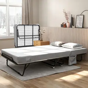 Garvee Foldable Guest Bed 80 x 200 cm with 13 cm Memory Foam Mattress - With Sturdy Metal Bed Frame and 4 Casters - No Assembly Required - Maximum Load: 205 kg - Single Bed for
