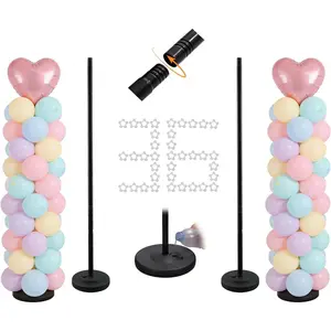Balloon Stand 15-56 Inch Balloon Stands For Anti-Tip Balloon Column Stand Balloon Column Kit Set Of 2 For Celebration Birthday Baby Shower (Black)