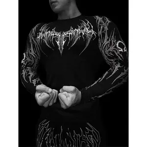 Men Women Compression Long Sleeve Muscle Tee High Elasticity Gym Shirt Slim Fit Geometric Texture Quick Dry Sports Wear Fitness Activewear