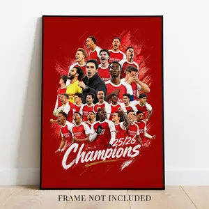 Arsenal Champions 25/26 Poster Print: Football Wall Art only