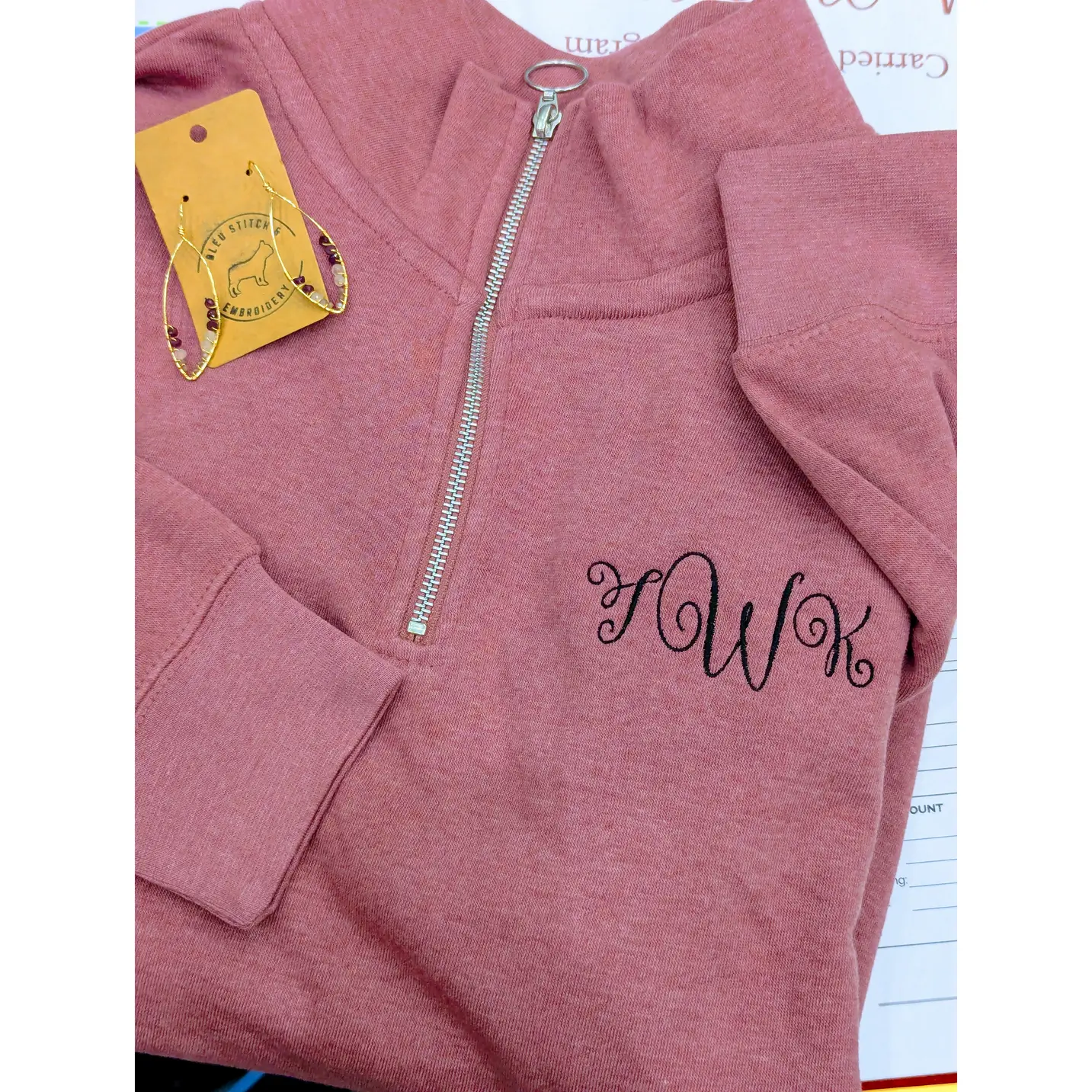 Monogrammed Quarter Zip Sweatshirt