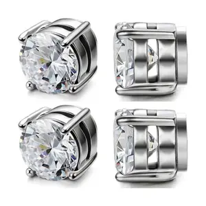 Stainless Steel 3 Pair 6/8mm Stud Earrings for Men & Women - Non-Piercing Clip, Casual Y2K & Hippie Accessories for Luxury Jewelry