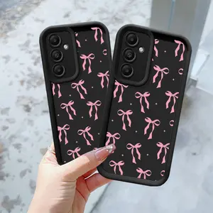 Phone Case - A Stylish Phone Case Designed with a Pink Bow Aesthetic for Samsung Galaxy A04 A05 A05S A13 A14 A22 A23 A24 A25 A32 A33 A34 A35 A52 A53 A54 A73 5G, Featuring a Black Soft That Offers Drop Protection