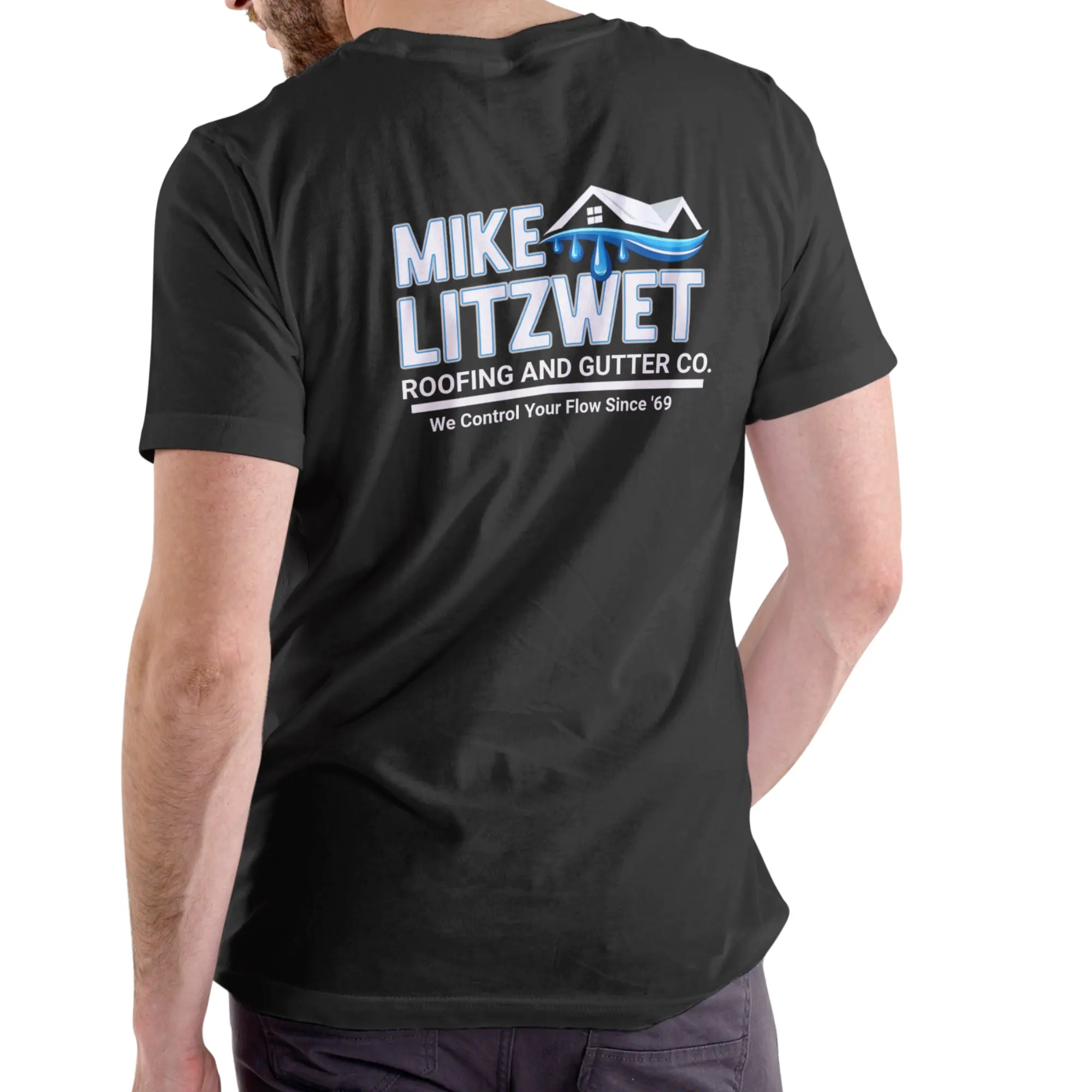 MIKE LITZWET ROOFING AND GUTTER  Funny Graphic Print, Casual Short-Sleeve ,Clothing Funny Shirt