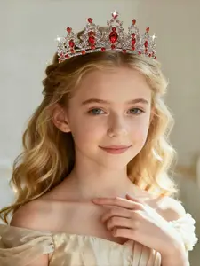 Silver Color Crown Hair Band Headband with Transparent Synthetic Gemstone, Elegant Floral Design, Suitable for Girls, Weddings, Birthdays, All Seasons, Tiara