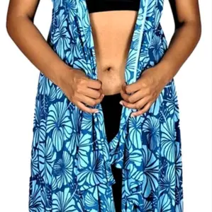 Magic Sarong - Hibiscus - Seafoam on DeJa Vue Blue