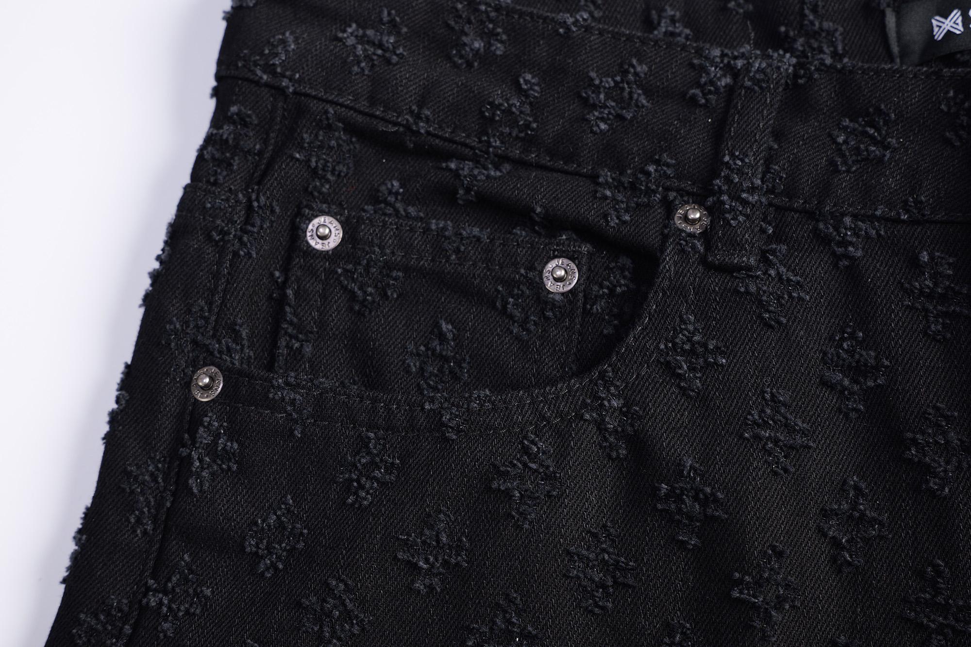 Vintage Black Jacquard Denim Shorts Men, Y2K Baggy Denim Shorts ,Summer Casual Jorts