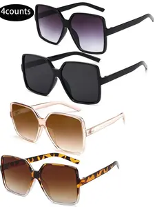 Unisex Casual Large Frame Rectangular Gradient Sunglasses, Trendy Tinted Lens Sunglasses for Everyday Use, Fashion Accessories for Outdoor Activities