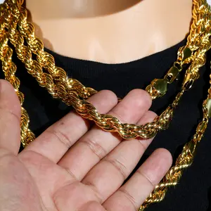 Gold Rope Chain 18'-30" 10mm Gold Plated Jewelry Gold Necklaces