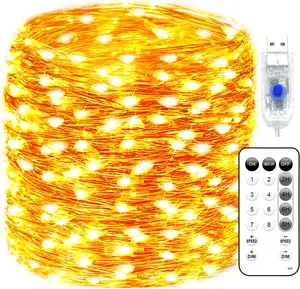Fairy Lights Plug in 72FT 220 LED USB Twinkle Lights for Bedroom Copper Wire Lights with Remote and Timer 8 Modes,  String Lights for Dorm DIY Party Christmas DecorationWarm White