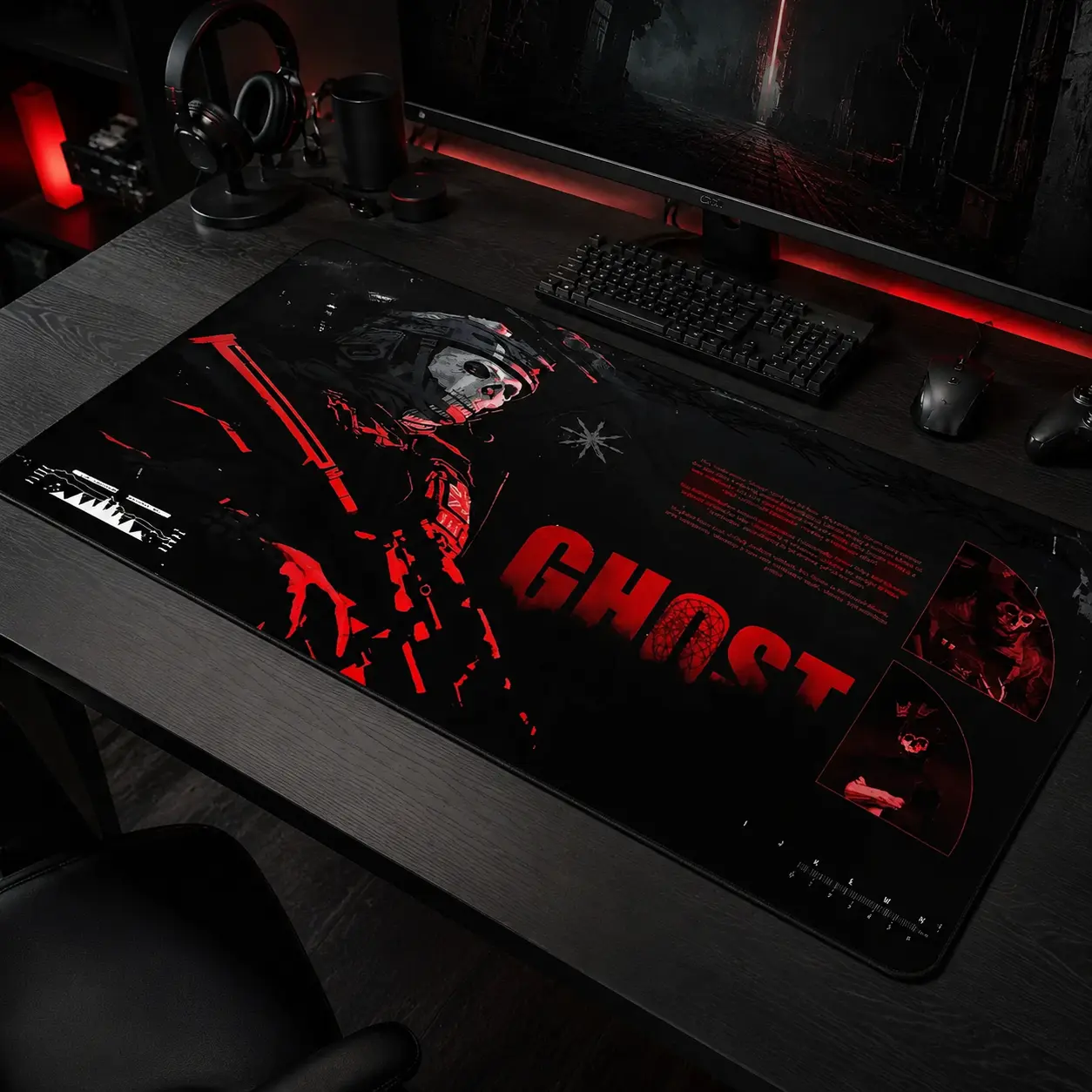 Ghost Call Of duty Gaming Mouse Pad Personal, Custome, Anime Desk Mat Extended Keyboard Pad Waterproof Non Slip Rubber Base Large Mousepad for PC Gamer Setup Desk Accessories,Office Gifts, Decor desktop