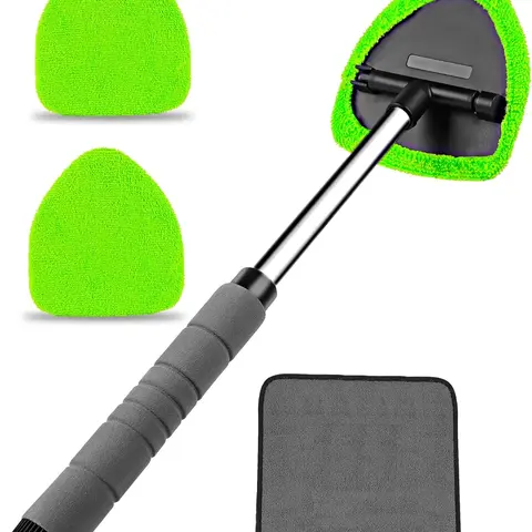 Auto Window Cleaning Tool - Retractable Windshield Cleaner Wand, Microfiber Mirror Cleaning Tool Kit for Car Interior Cleaning