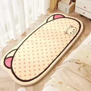 VIKAMA Kawaii Rilakkuma Soft Plush Rug Non-slip Cozy Floor Mat For Bedroom Kids Nursery Playroom Home Decor Birthday Gift