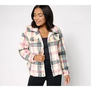 Belle by Kim Gravel Faux Fur Snap Front Jean Jacket