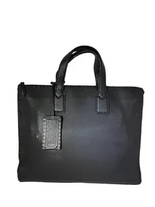 Pre-owned FENDI Leather Professional & Technology Bags Cuoio Romano Selleria Black Briefcase Attache Bag