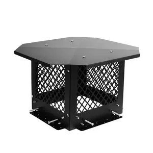 【New Model】Cxforste Chimney Cap, 10"×10" Chimney Cover, Black Chimney Caps for Outside, Roof Chimney Cover Rain Caps, Fireplace Chimney Caps for Outside, Adjustable Bottom Galvanized Steel Vent Cap outdoor