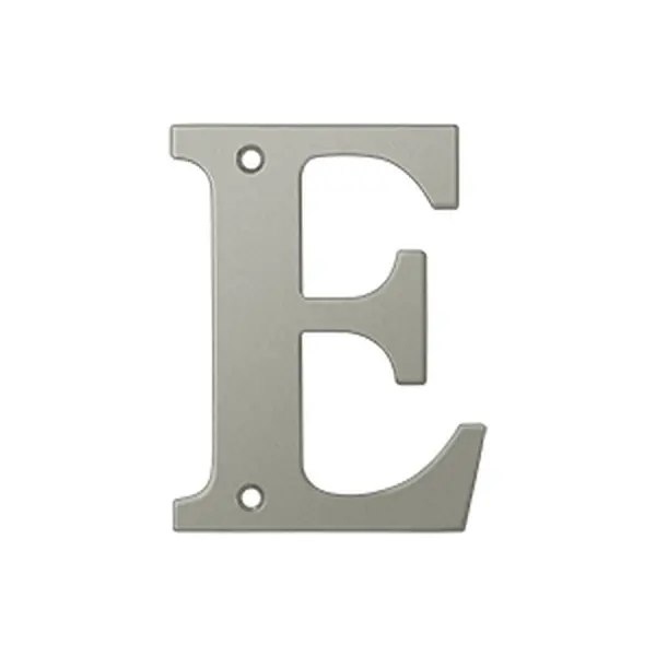 4 in. Residential Letter E- Satin Nickel - Solid