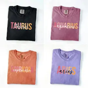 Comfort Colors Full 12 Zodiac Minimalist Zodiac t-Shirt, Modern Astrology Sign T-Shirt with Bold Letter Design, Cozy Unisex Pullover, Perfect Horoscope Gift for Zodiac Lovers- DarkFlex