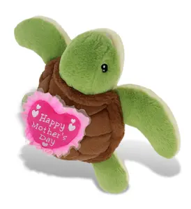 DOLLIBU 12" Eco-Friendly Super-Soft Polyester Stuffed Sea Turtle Toy - Embroidered Heart Plush Gift for Mother's Day