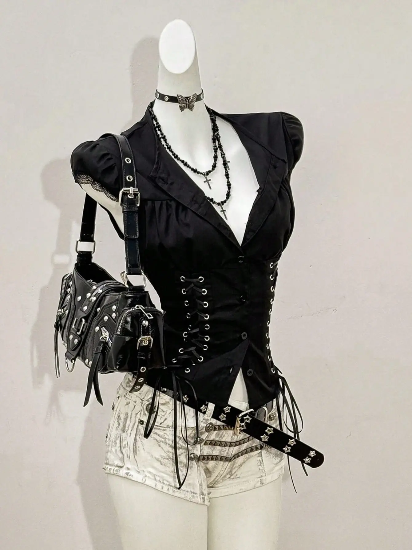 ZESTY NOX Goth Blouse Women's Sexy Y2K Slim Fit Festival Gothic Top Egirl Aesthetic Streetwear Going Out Clubwear Partywear