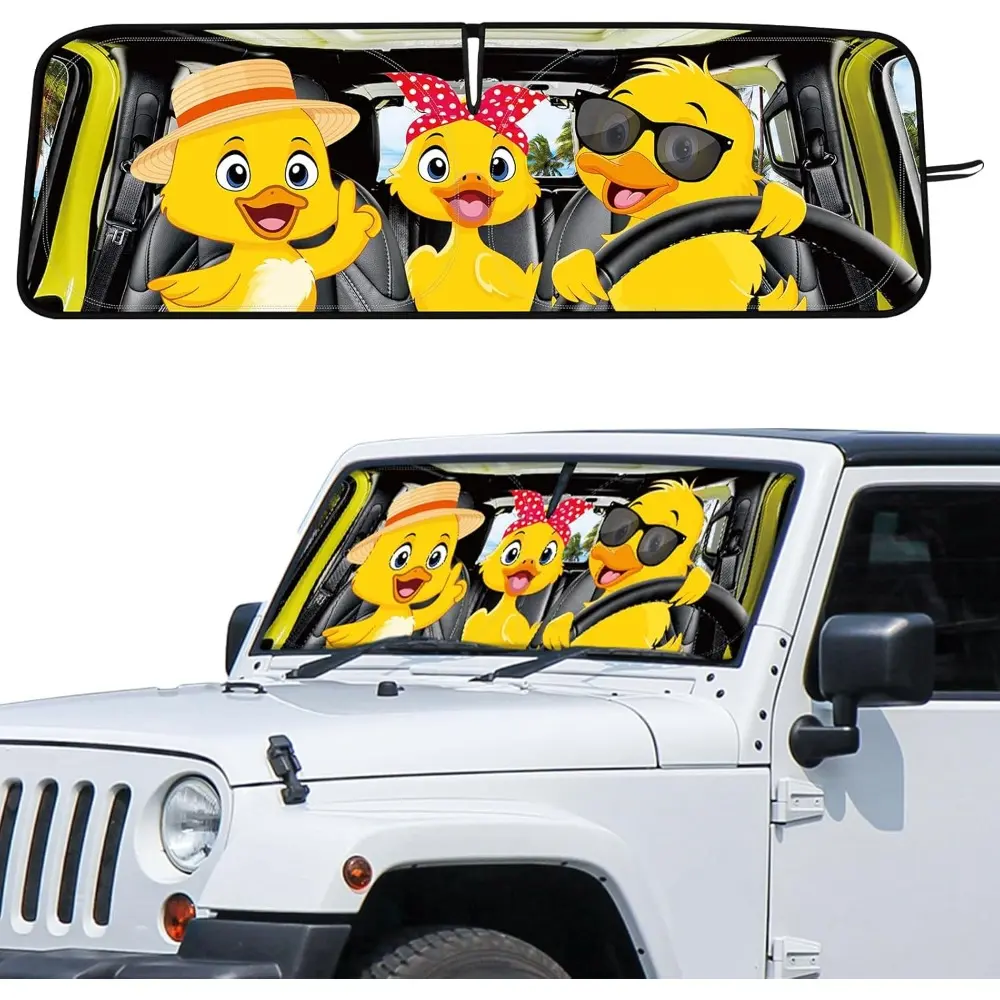 Windshield Sun Shade For Jeep Jk,Jku,Jl,Jlu 1977-2023 and Gladiator Jt 2020-2023 Foldable Windshield Sunvisor Blocks UV Rays (16.5" x 52.5"), Eagle, 240T Polyester Material, Car Interior