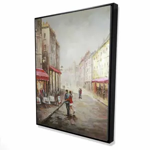 Begin Home Decor 2081-4836-ST18 36 x 48 in. Couple Walking Near The Terrace - Romantic Framed Canvas