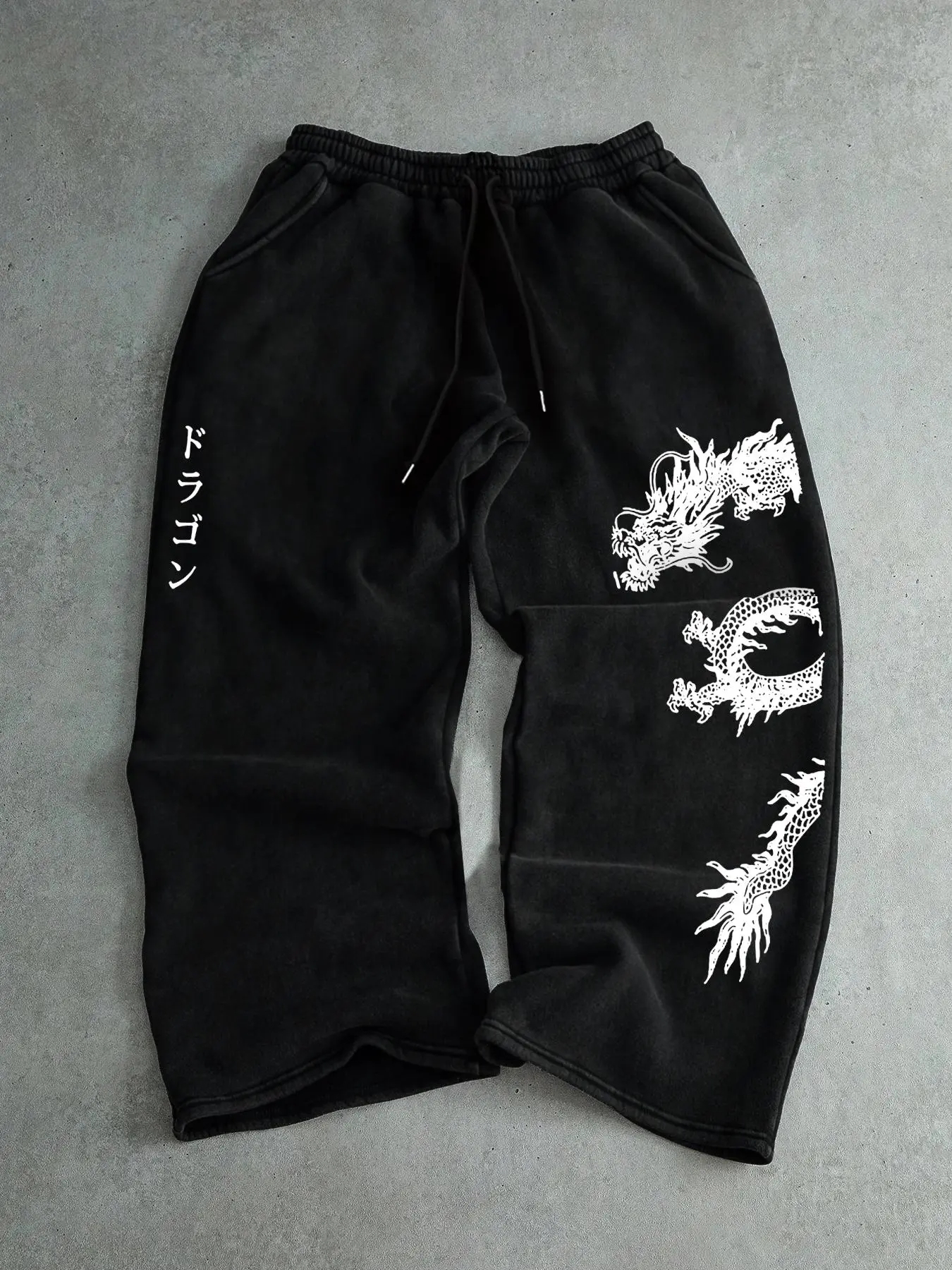 Casual Dragon Print Joggers for Men and Women, Loose Fit Drawstring Pants for Fall and Winter, Versatile Comfortable Bottoms for Everyday Wear