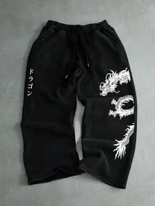 Casual Dragon Print Joggers for Men and Women, Loose Fit Drawstring Pants for Fall and Winter, Versatile Comfortable Bottoms for Everyday Wear