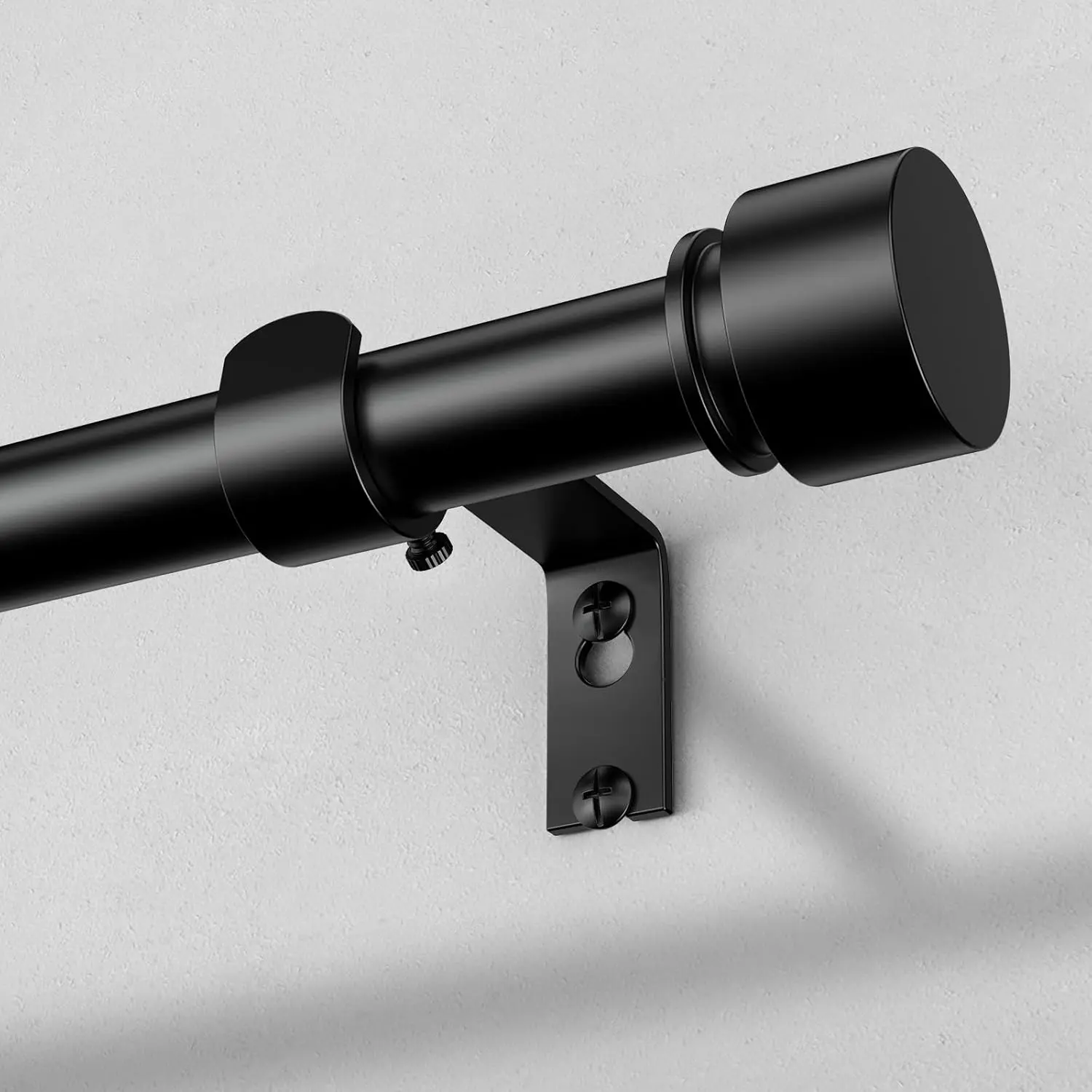 Curtain Rods for Windows 48 to 84 Inch, Black Modern 1 Inch Window  Rods with Black End Cap Finials, Decorative Adjustable Heavy Duty Easy Install Drapery Rods for Bedroom Living Room