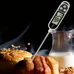 One Electronic Digital Thermometer, Suitable for Food, Barbecue Oil, Return Water, Room Temperature, And Milk Powder; Includes an Electronic Probe And a Milk Thermometer (Battery Not Included)