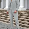 Men's Waffle-Knit Textured Casual Lounge Set, Stand-Collar Long-Sleeve Jacket with Pockets & Drawstring Pants, Versatile Comfortable Clothing Set for Spring & Fall, Casual Style Set