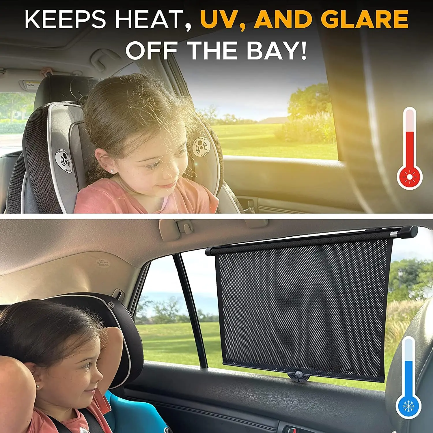 Telescopic side windshield sunshade for vehicles, roller shutter sunshade, perforated suction cup sunshade, Car Accessories