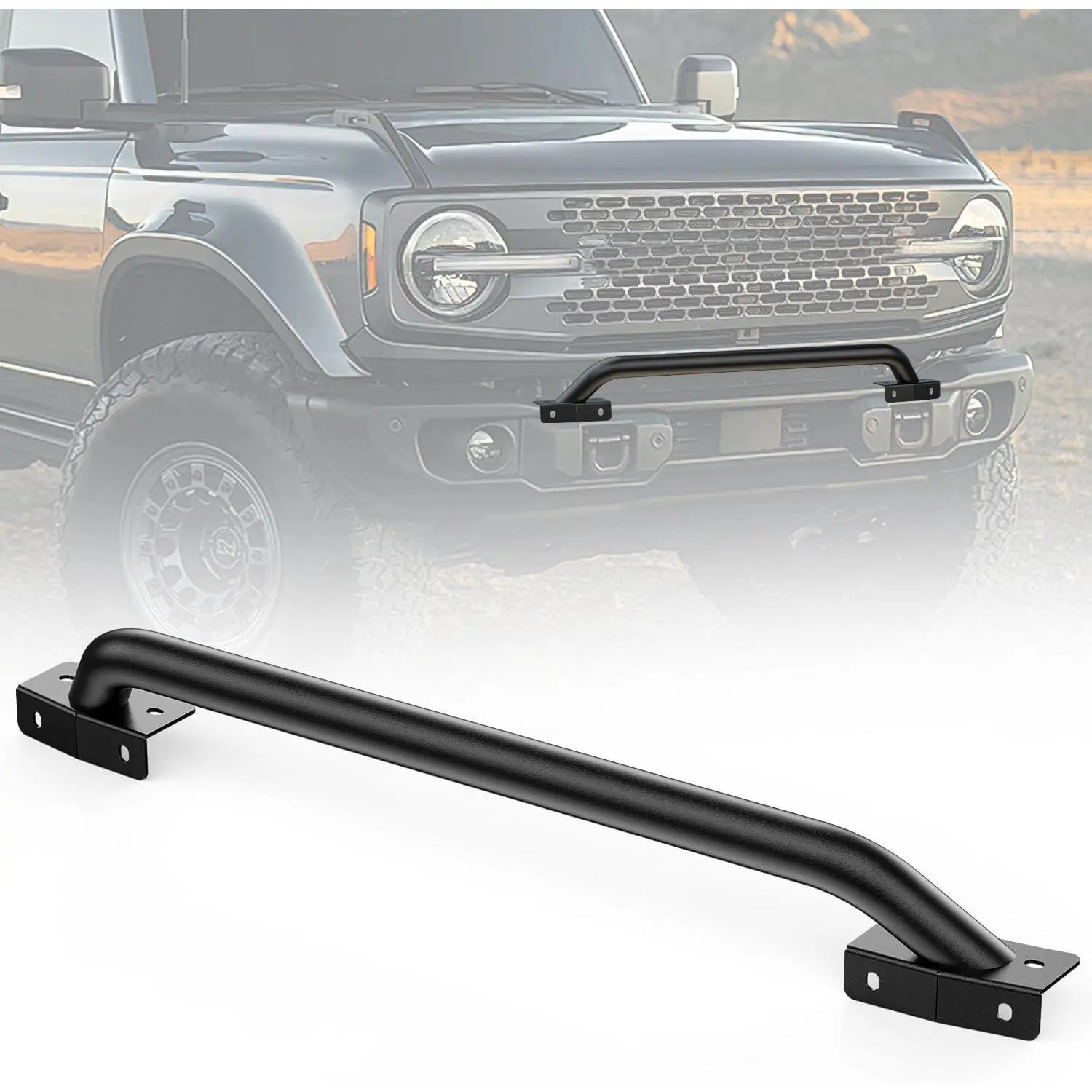 Nilight Grille Guard, Heavy-Duty Steel Front Bumper Bull Bar Protector with Bolt-On Skid Plate for 2021-2025 Ford Bronco Vehicle, Matte Black Off-Road Accessory (Not for Bronco Sport)