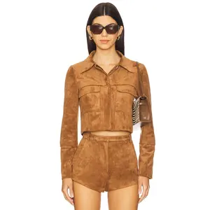 Amanda Uprichard x REVOLVE Lucas Suede Jacket in Tan