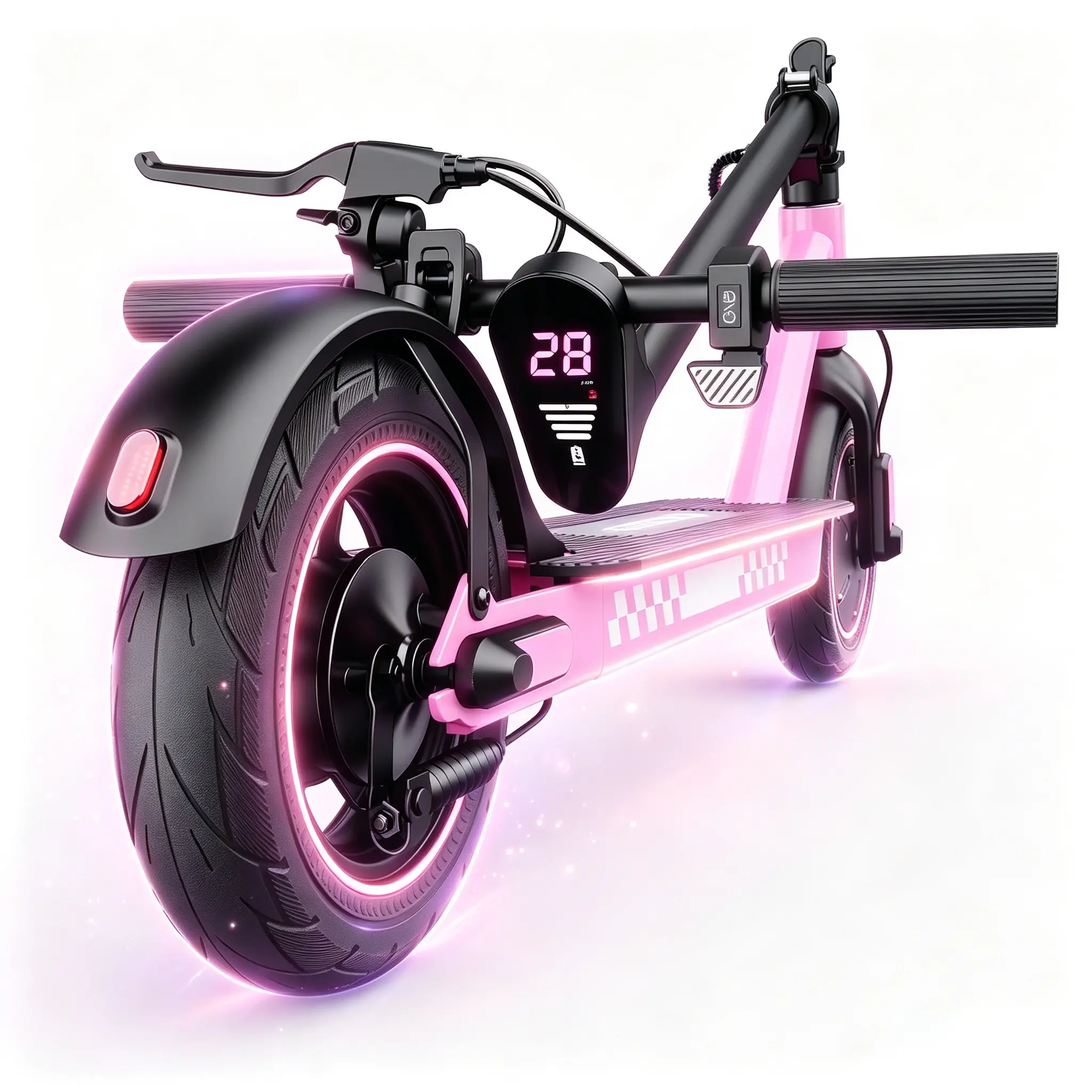 Unisex Adult Modern Compact Fold D9 Electric Scooter for Adults - New Rose Pink, 28 MPH Top Speed (Unlocked via App), 350W Peak Power, Bluetooth, Headlights, Constant Speed Cruise, Urban Commute Ready