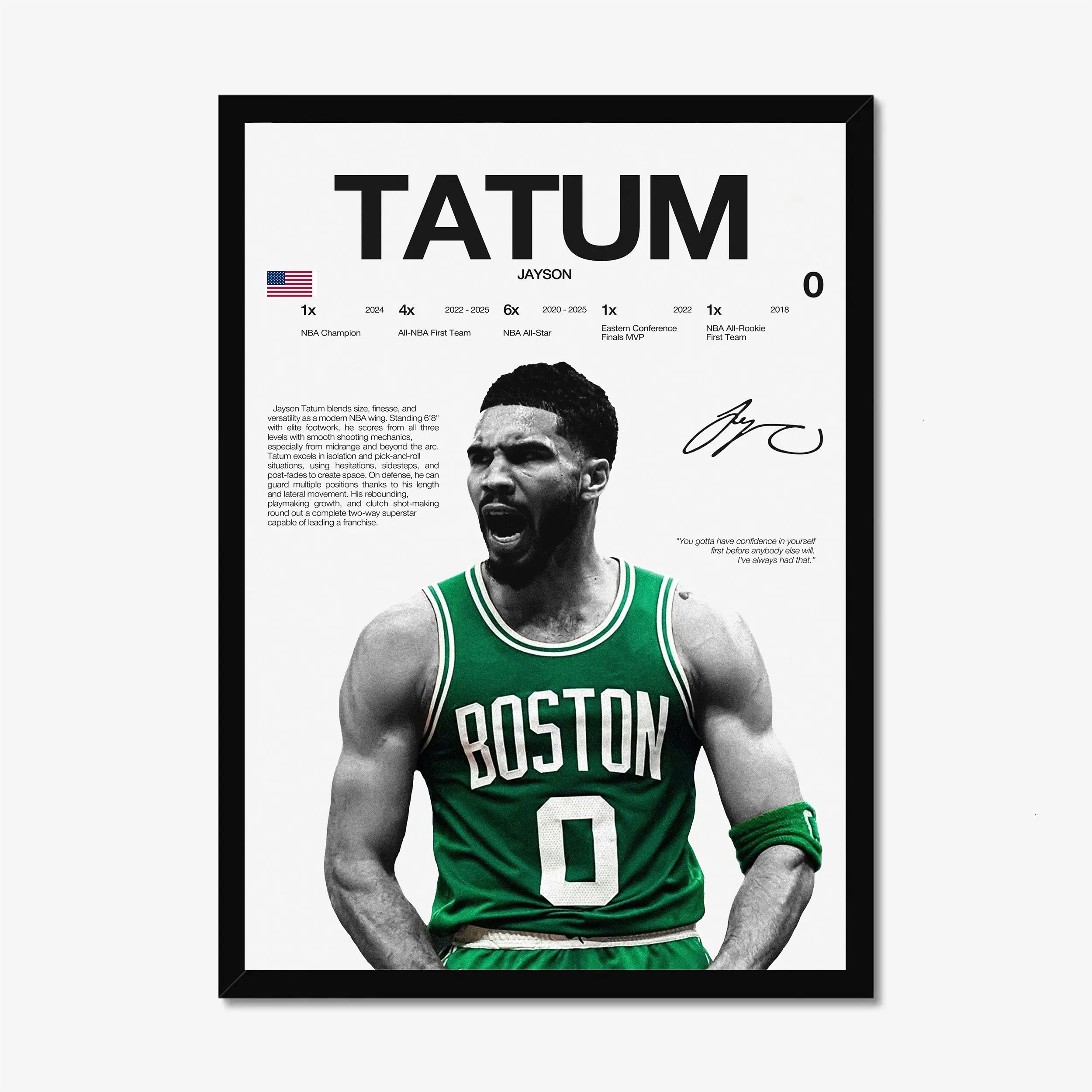 [SALE UP TO 45%] Jayson Tatum Hardline Series Poster, Modern Basketball Wall Art for Fans Home Decor and Bedroom, Basketball Gift [UNFRAMED]