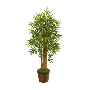Nearly Natural 4.5' Bamboo Tree in Coiled RopePlanter