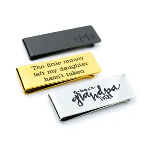 Custom Engraved Money Clip,  Personalized Stainless Steel for Men, Gold, Silver, Black, Monogram, Initial
