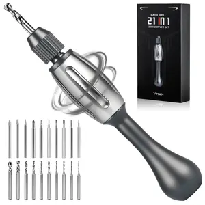 21-in-1 Screwdriver/Hand Drill – Magnetic Screwdriver Tools – Super DIY & Repair Tool: Non-Slip Handle, S2 Precision Bits, Magnetic Quick-Change, Double Bearing Core for Jewelry, Wood, Plastic, Resin