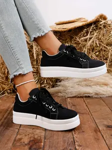 Durable Lightweight Tennis Shoes, Comfortable Casual Design, Thick Sole Simple Style, Perfect for Daily Wear