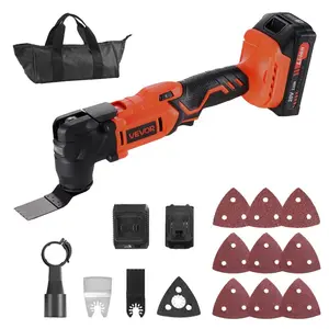 fathersdaygift VEVOR Cordless Oscillating Tool, 20V Oscillating Multi Tool Kit with 6 Variable Speeds 8500 - 17000 OPM, 3.2 Oscillation Angle, 2.0Ah Battery Pack Charger, 12PCS Saw Accessories LED Work Light