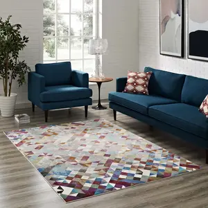 Modway Lavendula Triangle Mosaic 4x6 Area Rug in Multicolored