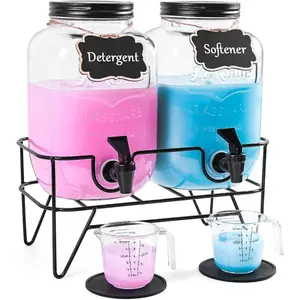 128OZ Laundry Detergent Dispenser, Glass Liquid Laundry Soap Dispenser, 2 Pack Fabric Softener Dispenser for Laundry Room