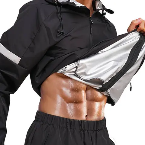 Men's Regular Fit Solid Zip Up Sauna Hooded Jacket, Breathable Drawstring Long Sleeve Sports Jacket, Hoodie for Men, Athletic Clothes, Athlete Jackets, Sporty Breathable Outerwear, Athletic Jackets, Fitness Outerwear